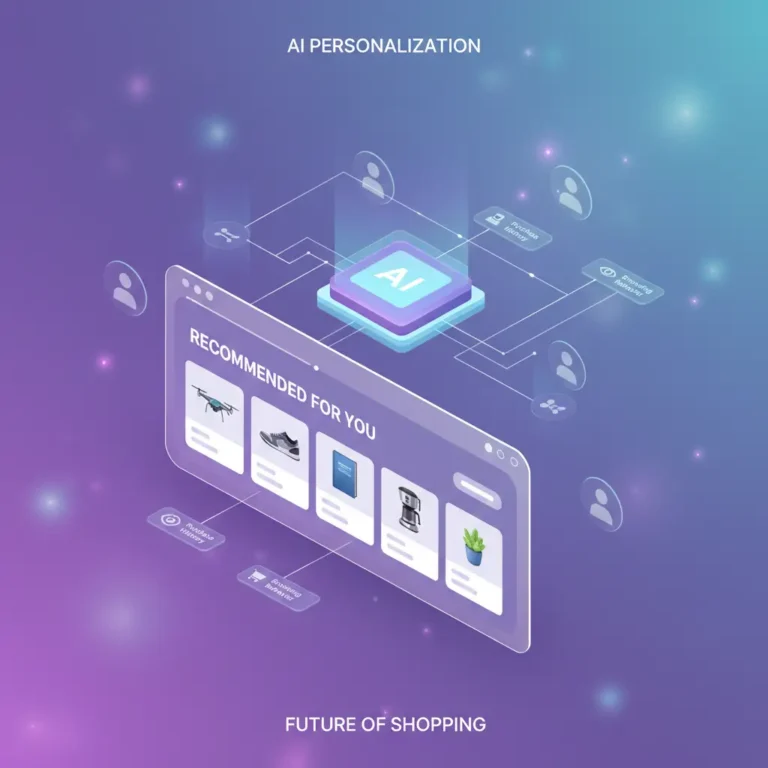 AI product recommendation tools showing personalized shopping suggestions on an e-commerce site