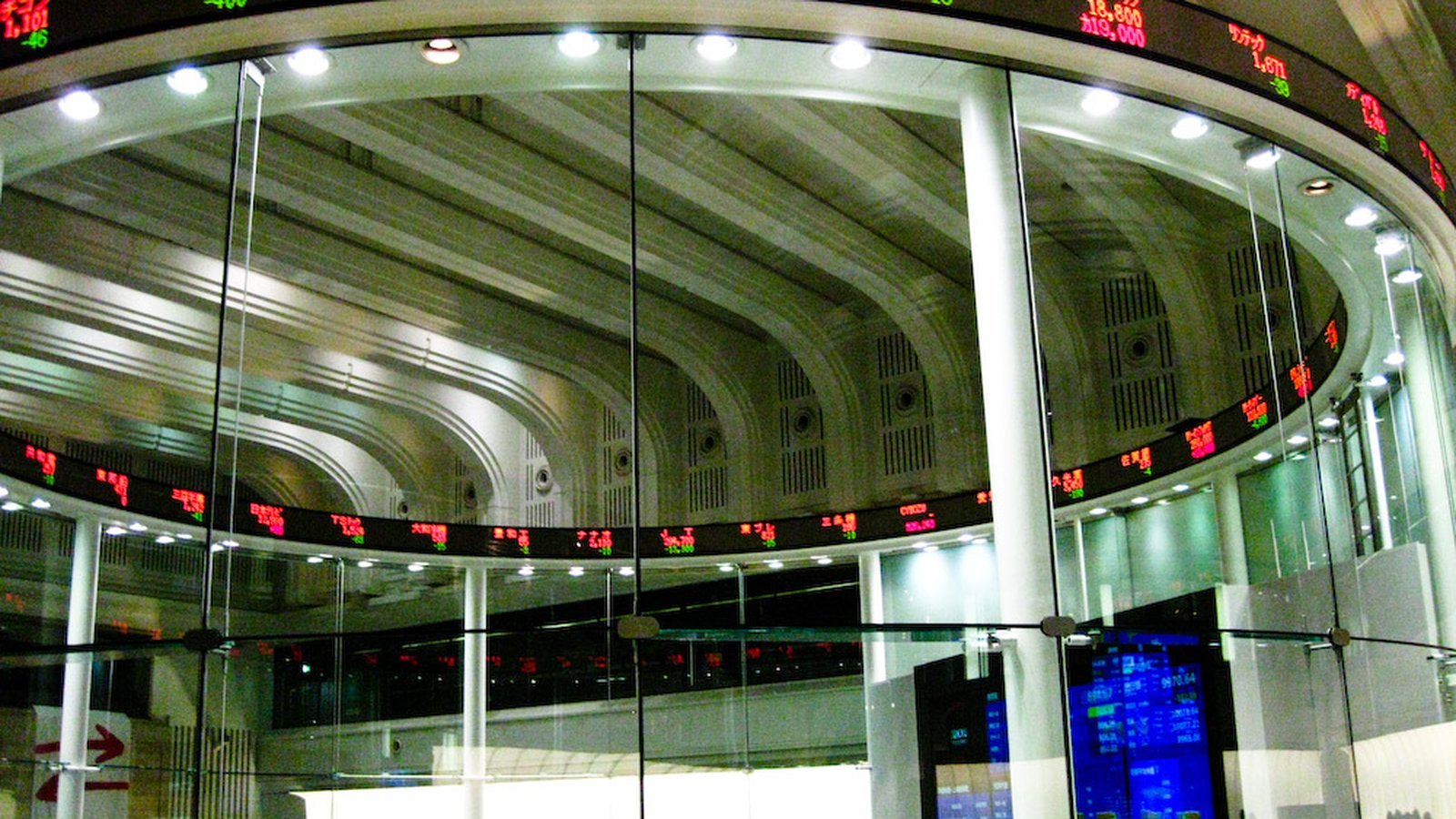 Digital stock market board at the Tokyo stock exchange
