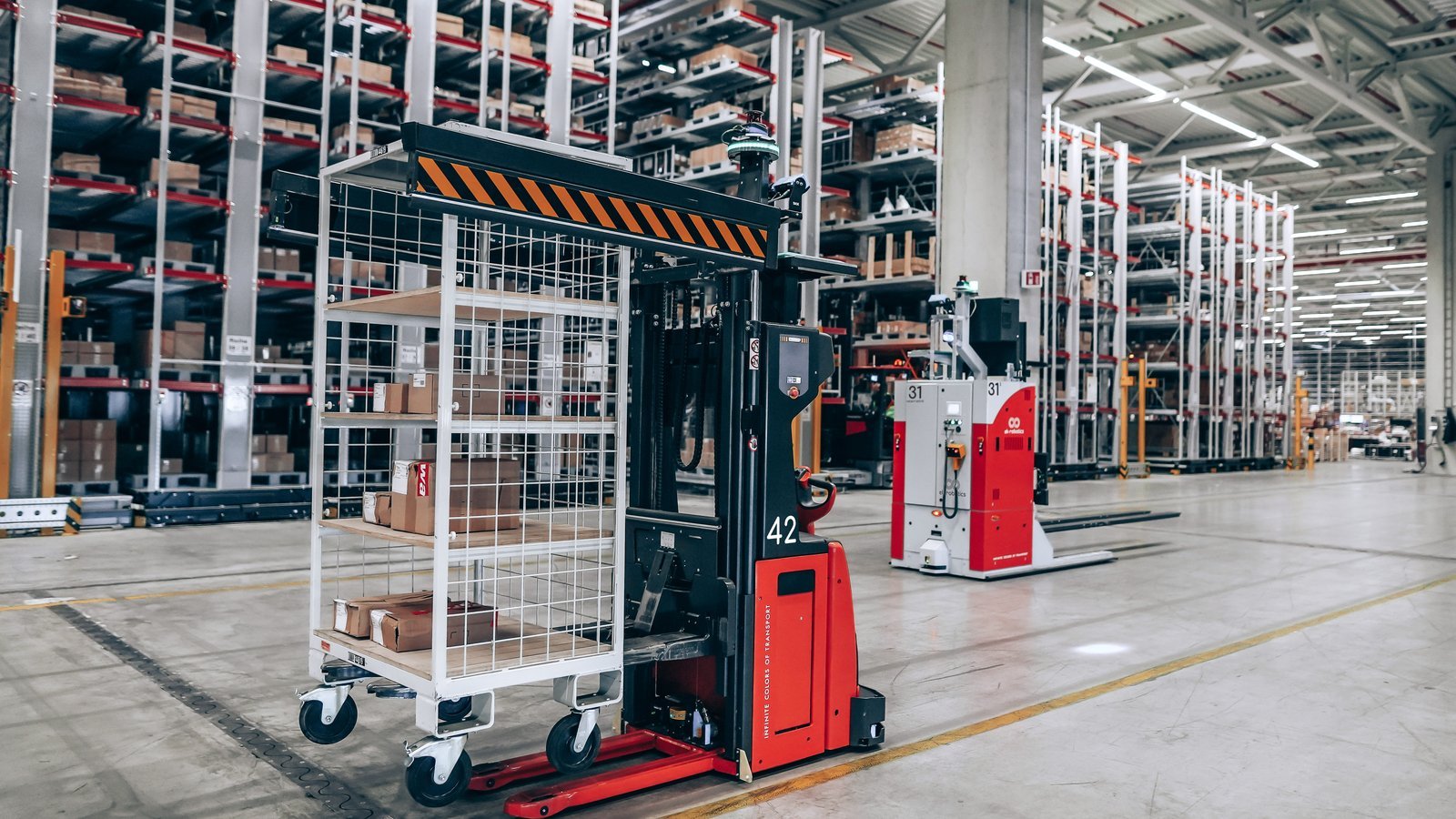 Autonomous guided robot moving inventory in a warehouse