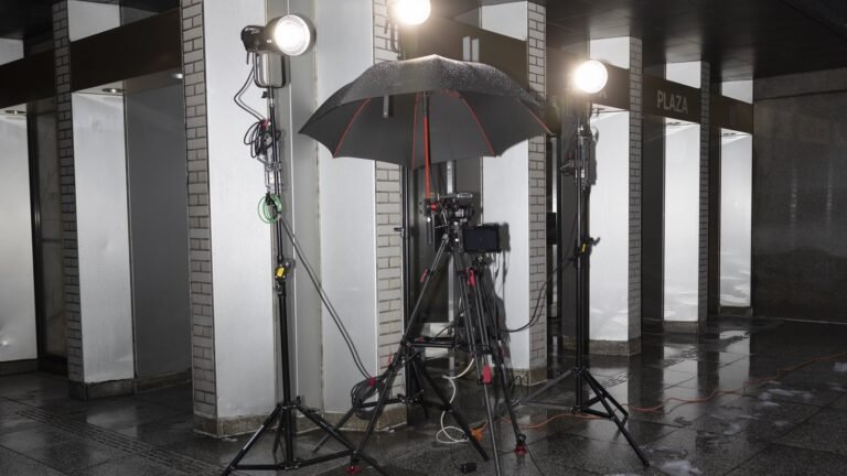 Professional video production lighting and camera rig setup